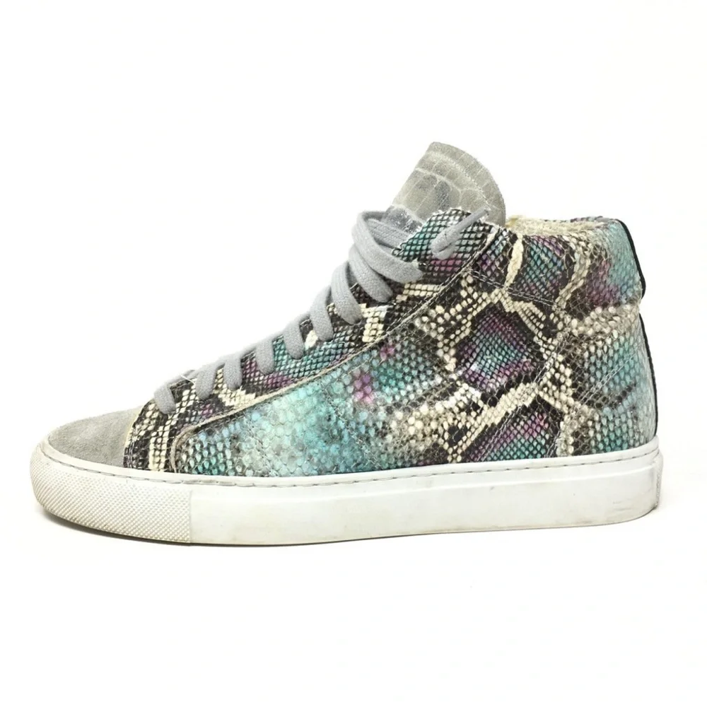 P448 High-Top Sneakers Leather Snakeprint 9 P-448 Italy shoes